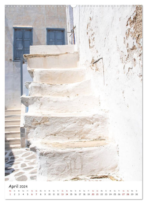 Treppauf, treppab in den Altstadtgassen von Mykonos (CALVENDO Wandkalender 2024)
