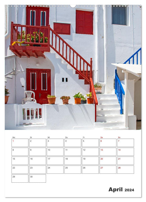 Stadt Mykonos - Reiseplaner (CALVENDO Wandkalender 2024)