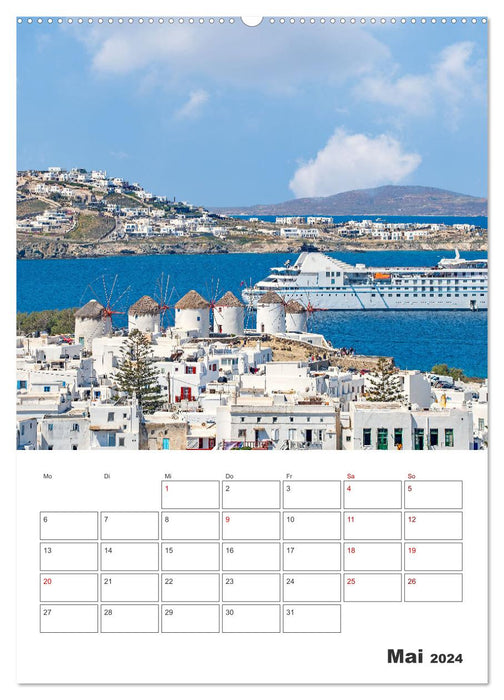 Stadt Mykonos - Reiseplaner (CALVENDO Wandkalender 2024)