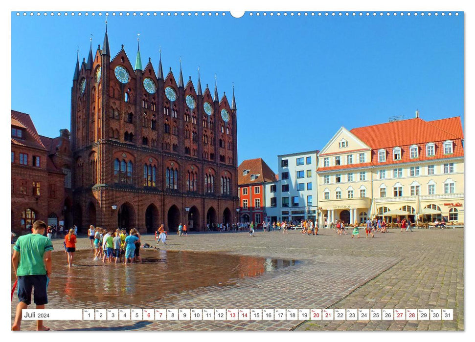 Ville hanséatique de Stralsund – Une journée d'été sur la côte de la mer Baltique en Poméranie occidentale (Calendrier mural CALVENDO Premium 2024) 