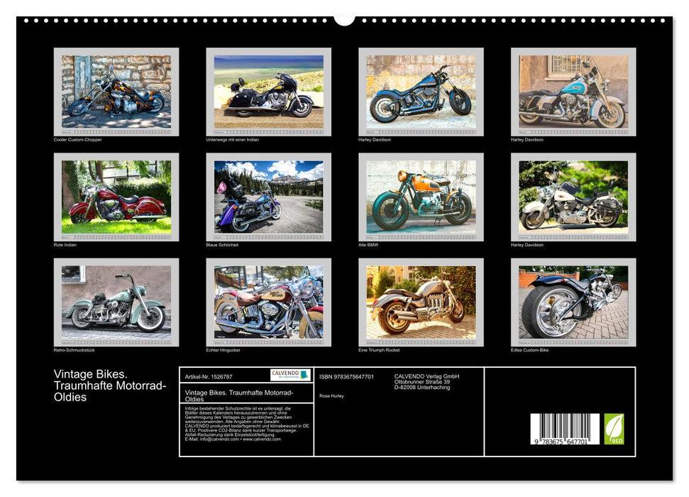 Vintage Bikes. Traumhafte Motorrad-Oldies (CALVENDO Premium Wandkalender 2024)