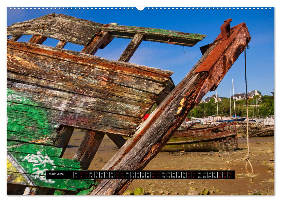 Schiffsfriedhöfe in der Bretagne (CALVENDO Premium Wandkalender 2024)