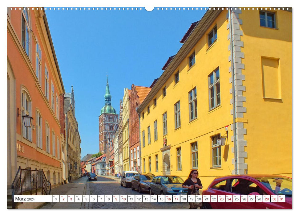 Ville hanséatique de Stralsund - Une journée d'été sur la côte de la mer Baltique en Poméranie occidentale (calendrier mural CALVENDO 2024) 