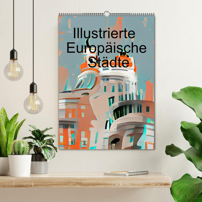 Illustrated European Cities (CALVENDO Wall Calendar 2024) 