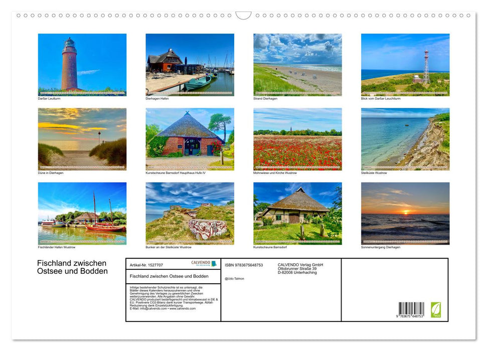 Fischland between the Baltic Sea and Bodden (CALVENDO wall calendar 2024) 