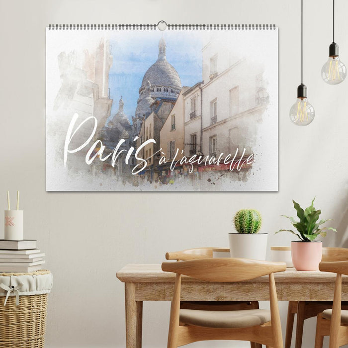 Paris à l'aquarelle (CALVENDO Wandkalender 2024)