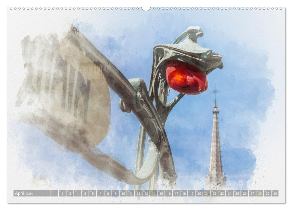 Paris à l'aquarelle (CALVENDO Wandkalender 2024)