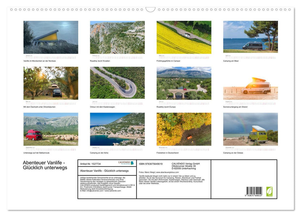 Adventure Vanlife - Happy on the Road (CALVENDO Wall Calendar 2024) 