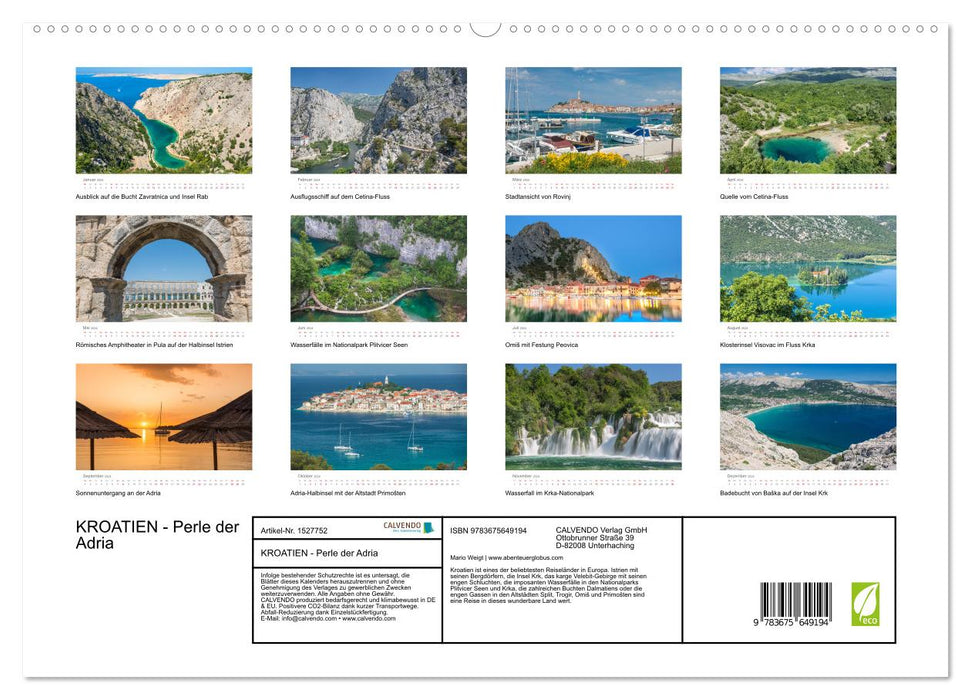 CROATIA - Pearl of the Adriatic (CALVENDO Premium Wall Calendar 2024) 