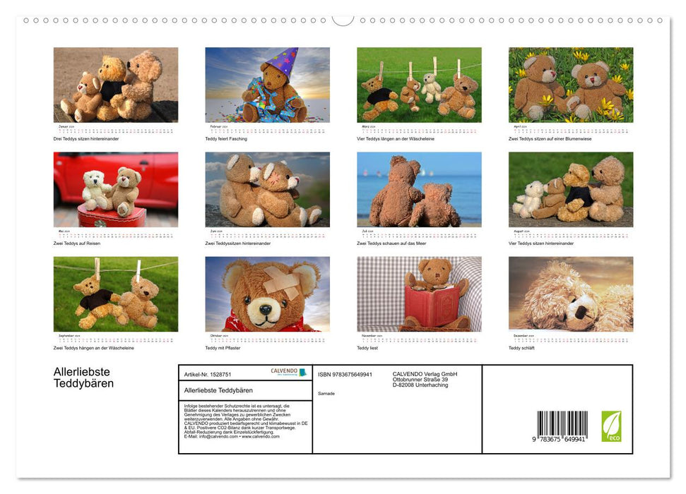 Allerliebste Teddybären (CALVENDO Premium Wandkalender 2024)