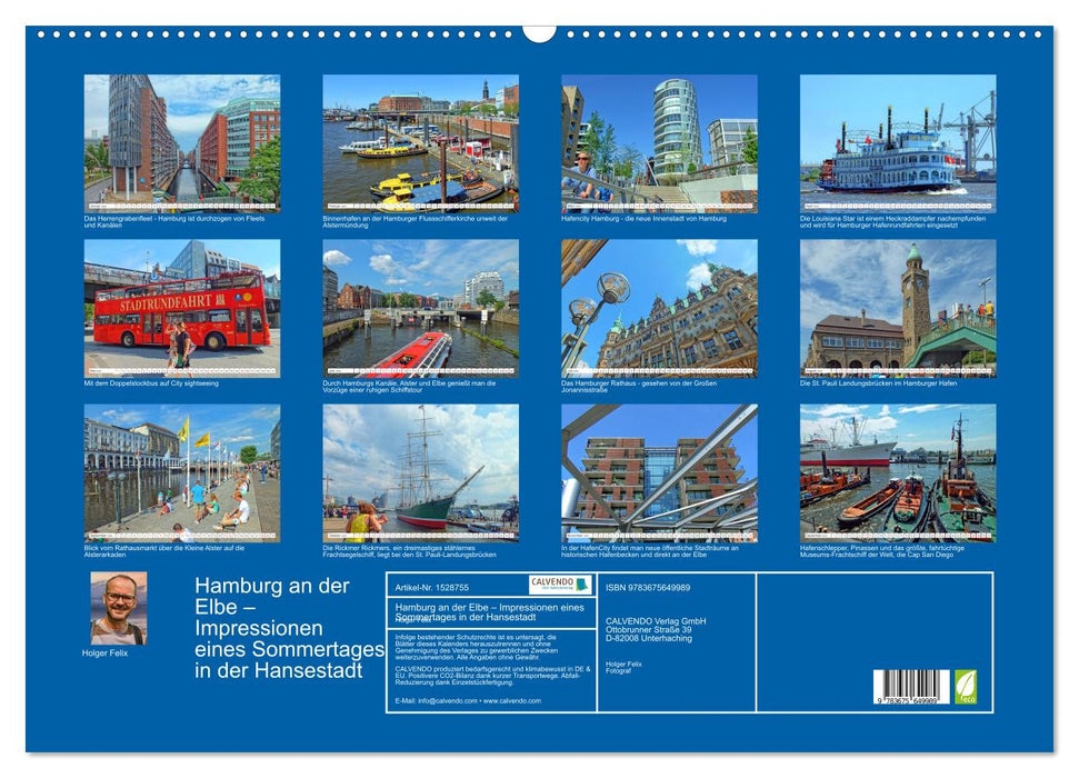 Hamburg an der Elbe – Impressionen eines Sommertages in der Hansestadt (CALVENDO Wandkalender 2024)