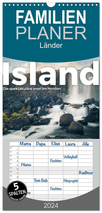 Islande - L'île spectaculaire du nord. (Agenda familial CALVENDO 2024) 