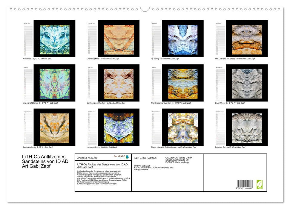 LiTH-Os Faces of Sandstone by ID AD Art Gabi Zapf (CALVENDO Wall Calendar 2024) 