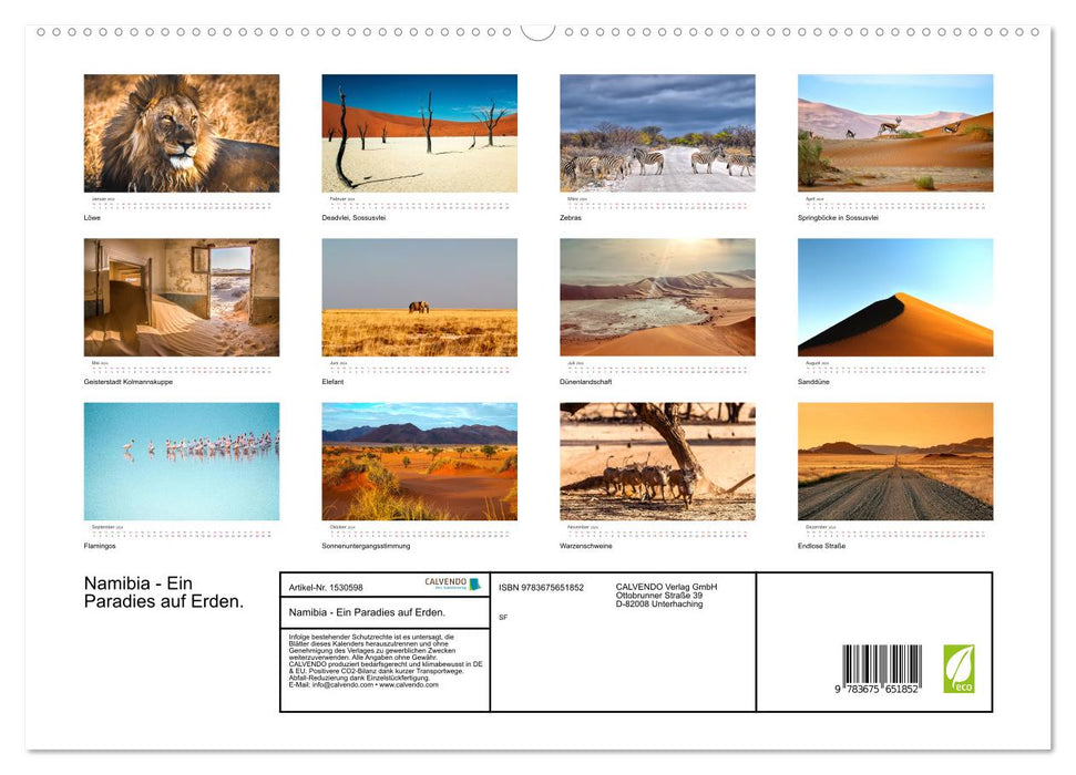 Namibia - A paradise on earth. (CALVENDO Premium Wall Calendar 2024) 