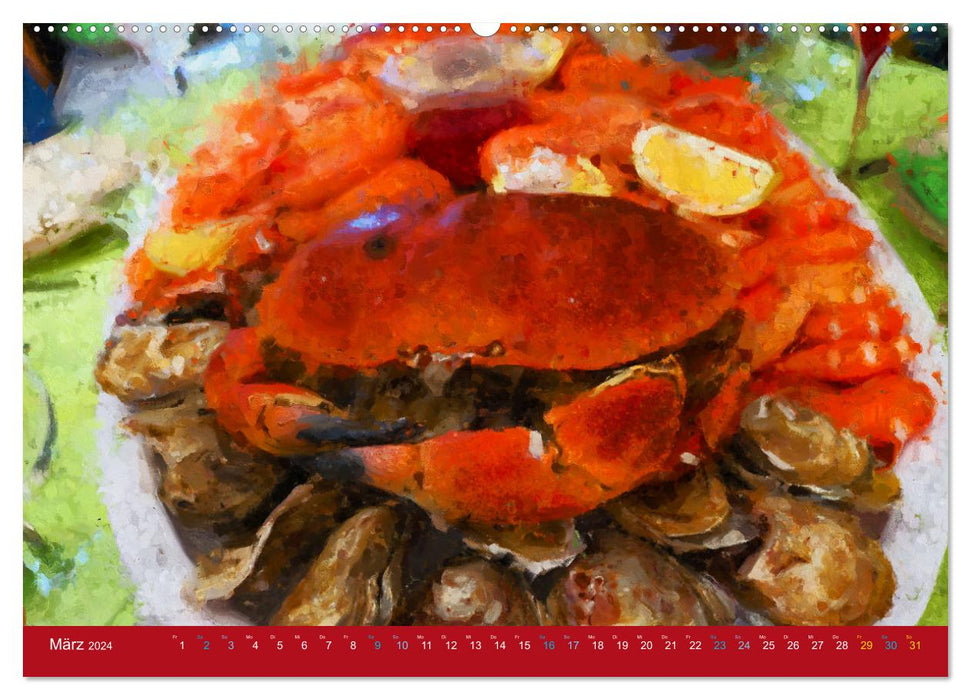Meeresfrüchte - Gemalte Stillleben aus Poseidons Reich (CALVENDO Premium Wandkalender 2024)