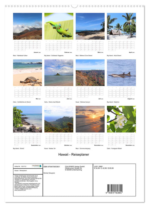Hawaii - Reiseplaner (CALVENDO Wandkalender 2024)