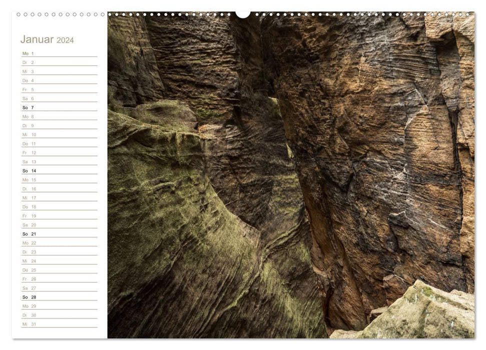Höhlen, Grotten, Boofen - Elbsandstein (CALVENDO Premium Wandkalender 2024)
