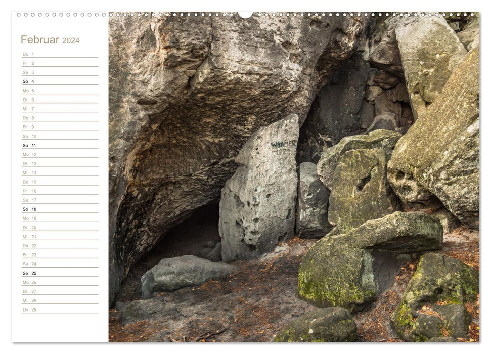 Höhlen, Grotten, Boofen - Elbsandstein (CALVENDO Premium Wandkalender 2024)