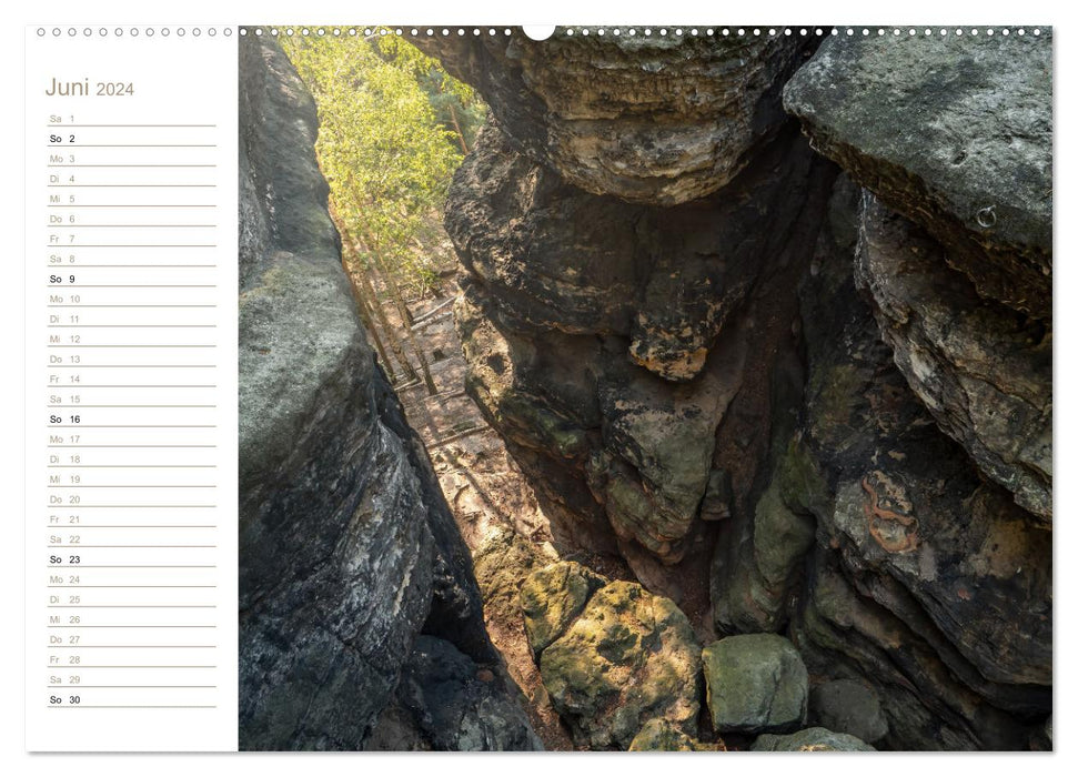 Grottes, grottes, boofen - Grès de l'Elbe (Calendrier mural CALVENDO Premium 2024) 