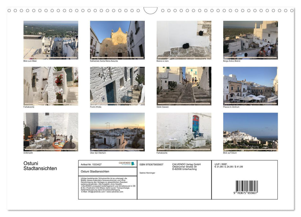 Ostuni - Apulia's white city (CALVENDO wall calendar 2024) 