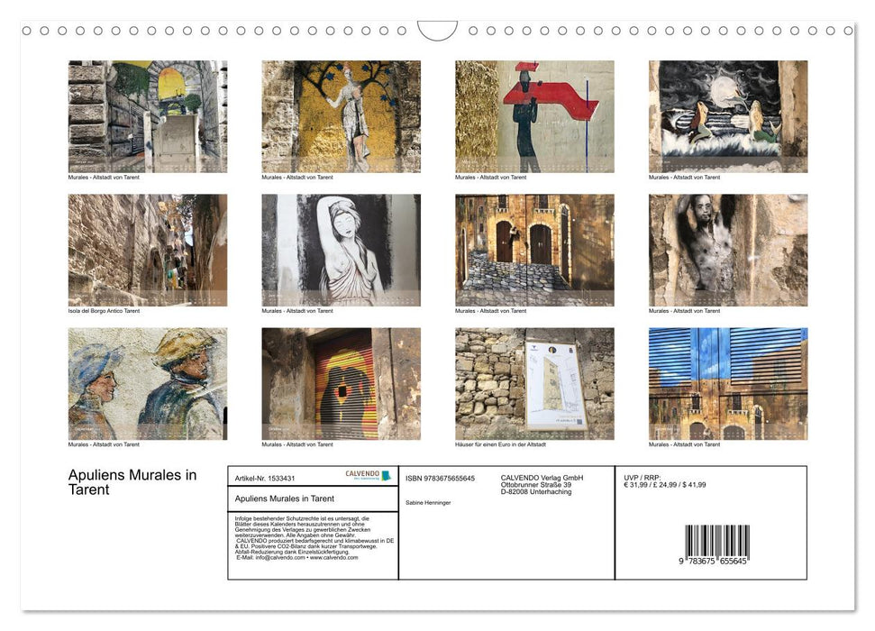 Apulia's Murales in Taranto (CALVENDO Wall Calendar 2024) 