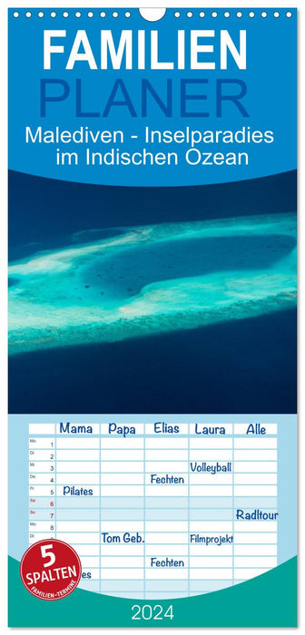 Maldives - une île paradisiaque dans l'océan Indien (Planificateur familial CALVENDO 2024) 