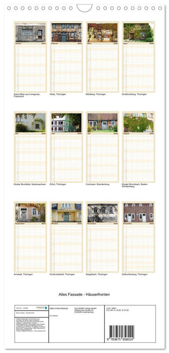 Tout façade - magnifiques façades de maison (Planificateur familial CALVENDO 2024) 