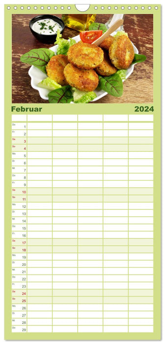 Calendrier alimentaire végétalien – plats et collations (Planificateur familial CALVENDO 2024) 