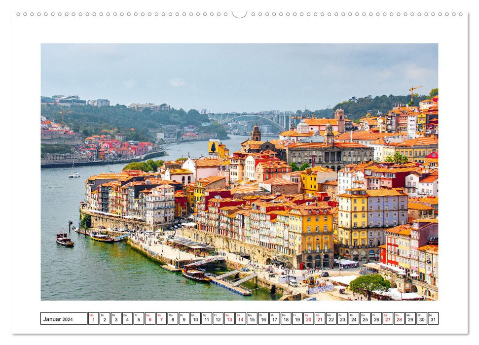 Porto - city on the Rio Douro (CALVENDO Premium Wall Calendar 2024) 