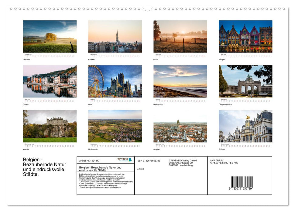 Belgium - Enchanting nature and impressive cities. (CALVENDO Premium Wall Calendar 2024) 