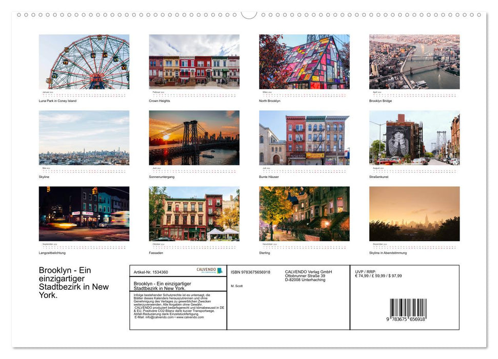 Brooklyn - A unique borough in New York. (CALVENDO Premium Wall Calendar 2024) 