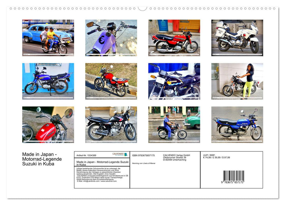 Made in Japan - Motorcycle legend Suzuki in Cuba (CALVENDO Premium Wall Calendar 2024) 