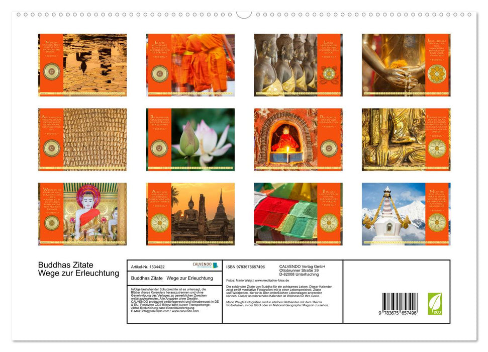 Citations de Bouddha Chemins vers l'illumination (Calvendo Premium Wall Calendar 2024) 