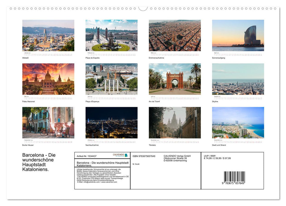 Barcelona - The beautiful capital of Catalonia. (CALVENDO Premium Wall Calendar 2024) 