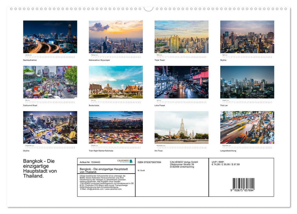 Bangkok - The unique capital of Thailand. (CALVENDO Premium Wall Calendar 2024) 