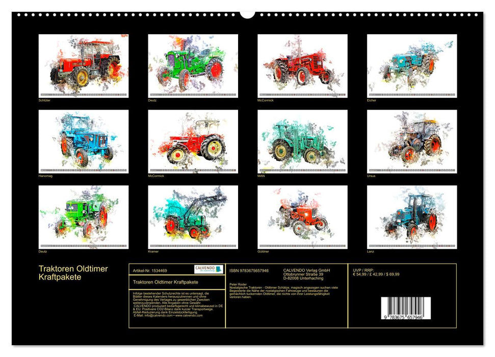 Tracteurs vintage, puissances (calendrier mural CALVENDO 2024) 