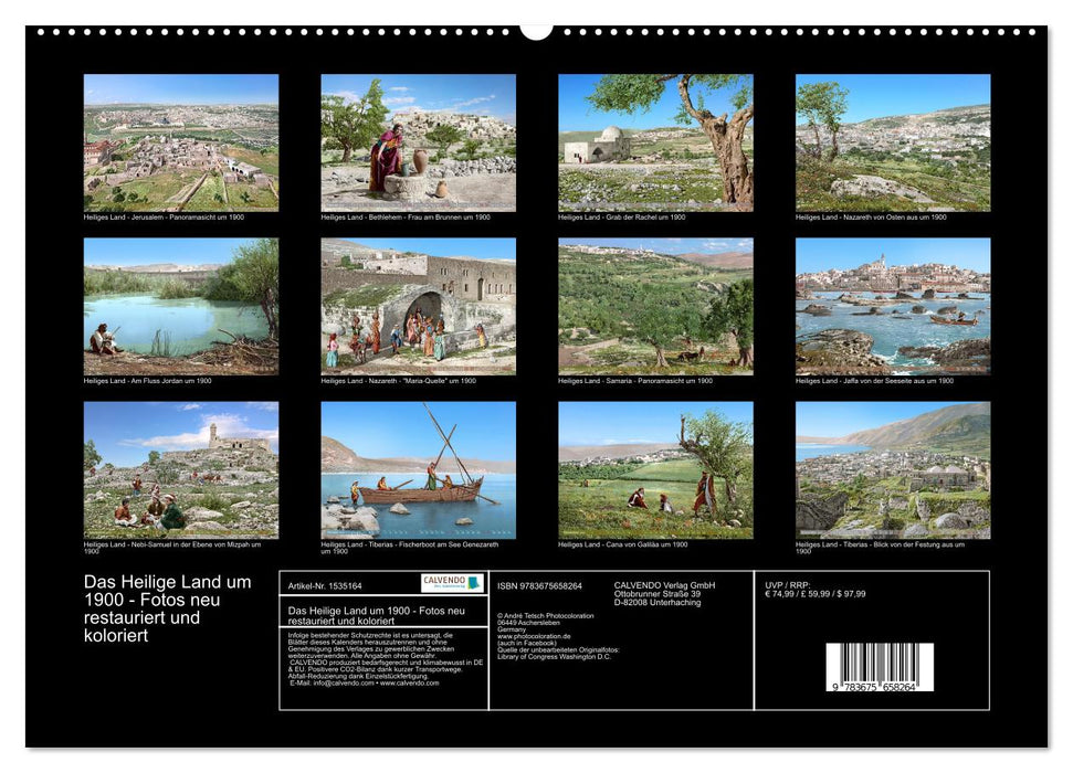 The Holy Land around 1900 - photos newly restored and colored (CALVENDO Premium Wall Calendar 2024) 