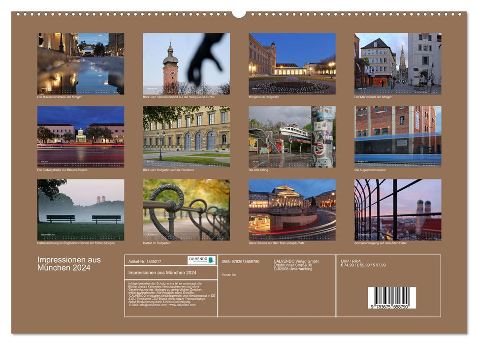 Impressionen aus München (CALVENDO Premium Wandkalender 2024)