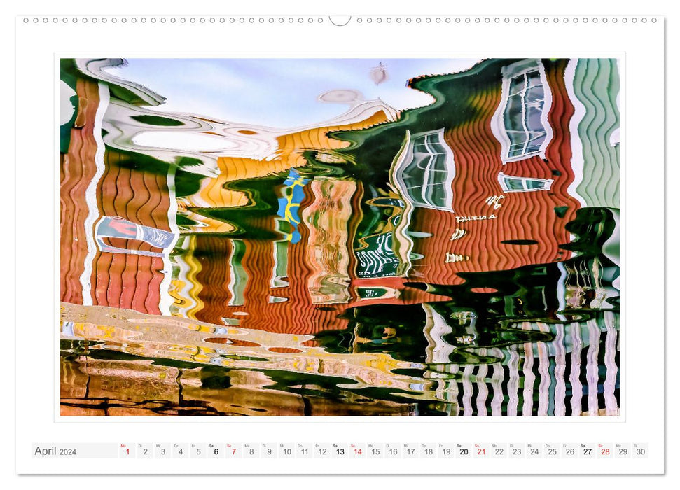 Wasserspiegelungen. Künstlerische Bilder durch Wind und Wellen (CALVENDO Premium Wandkalender 2024)