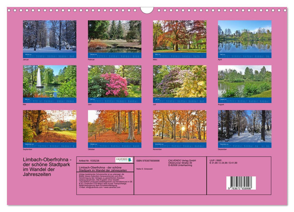 Limbach-Oberfrohna - the beautiful city park through the seasons (CALVENDO wall calendar 2024) 