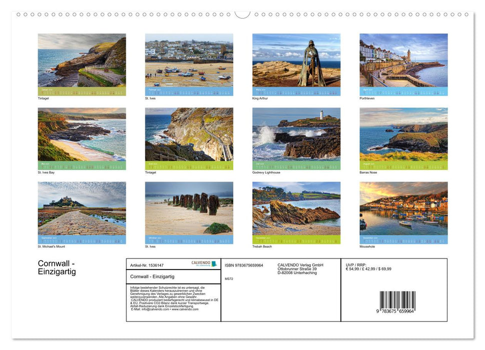 Cornwall - Unique (CALVENDO Wall Calendar 2024) 