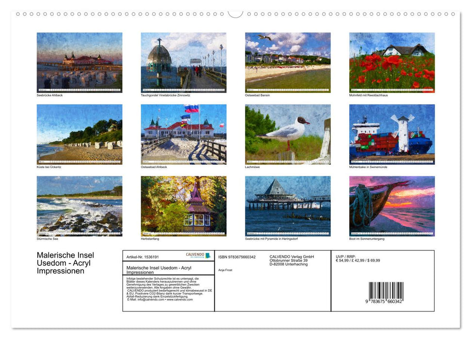 Picturesque island of Usedom - acrylic impressions (CALVENDO wall calendar 2024) 