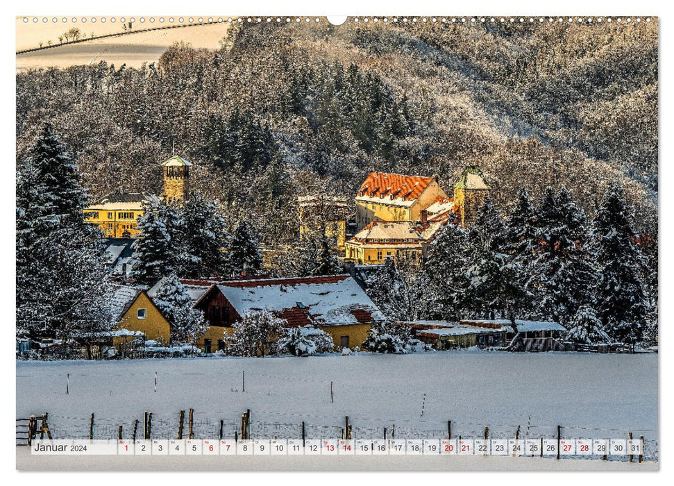 Die Burg Hohnstein im Wandel der Jahreszeiten (CALVENDO Wandkalender 2024)