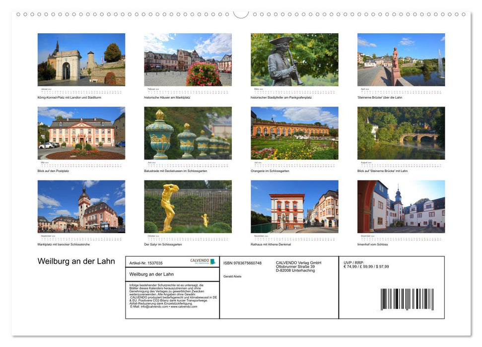 Weilburg - an der Lahn (CALVENDO Premium Wandkalender 2024)