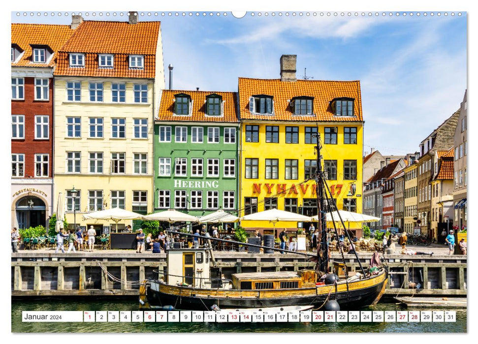 Kopenhagen - Die wundervolle Hafenstadt (CALVENDO Premium Wandkalender 2024)