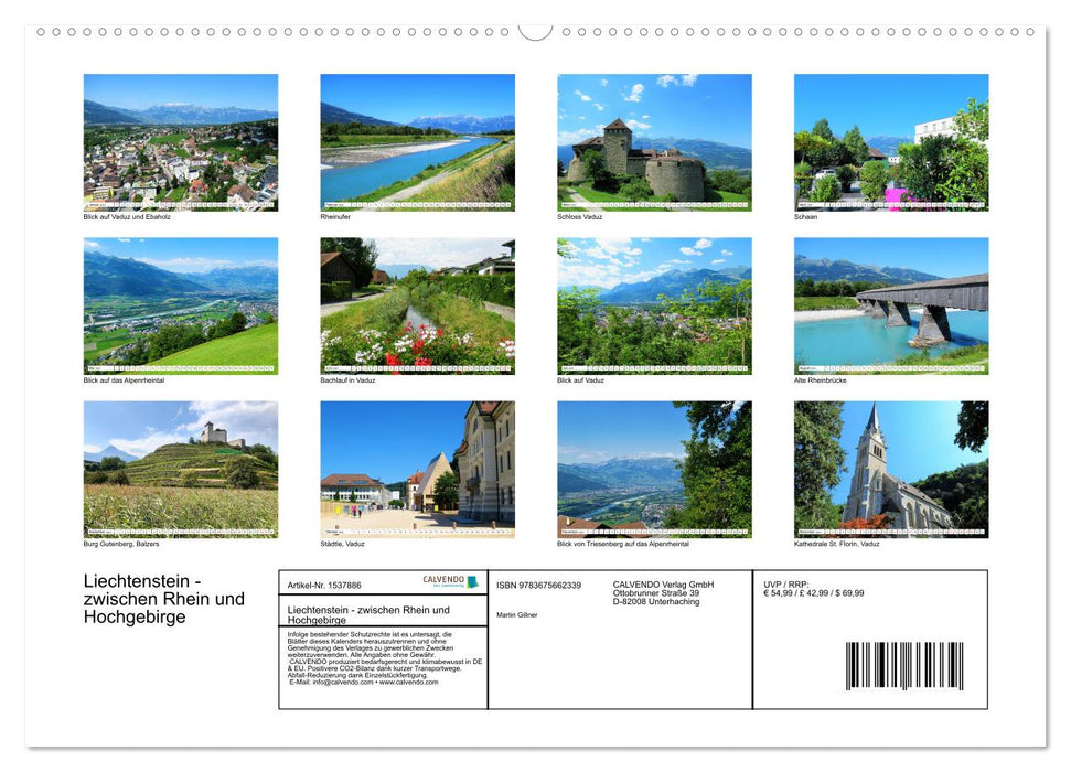 Liechtenstein - zwischen Rhein und Hochgebirge (CALVENDO Wandkalender 2024)
