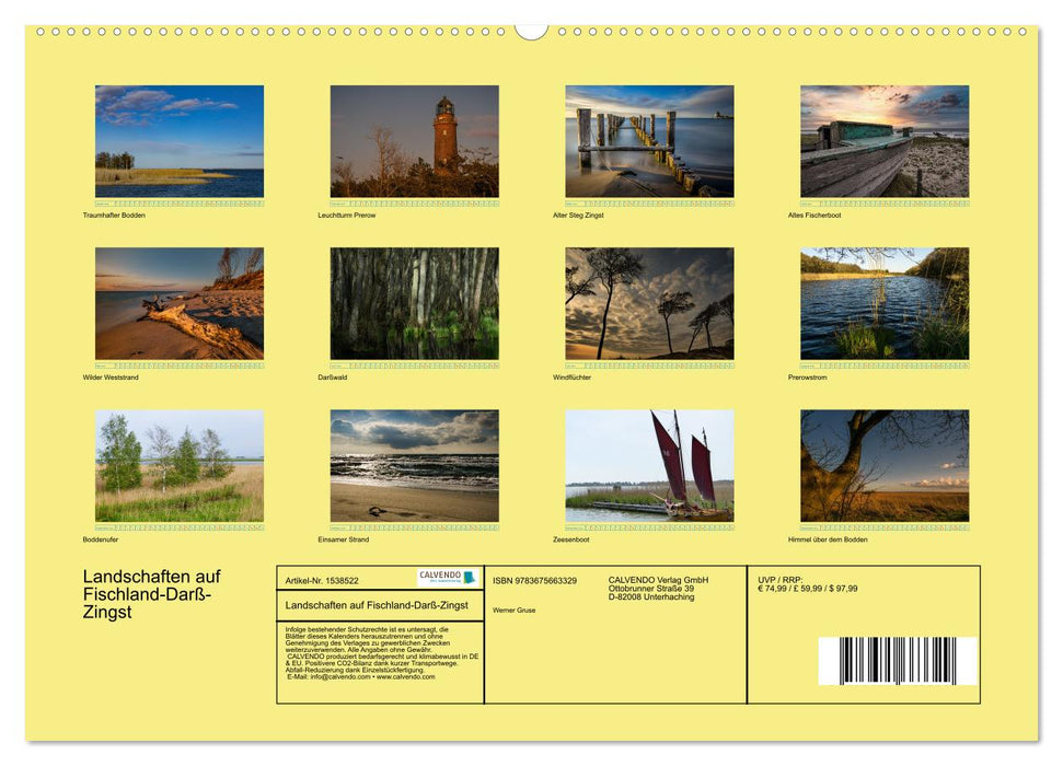 Landschaften auf Fischland-Darß-Zingst (CALVENDO Premium Wandkalender 2024)