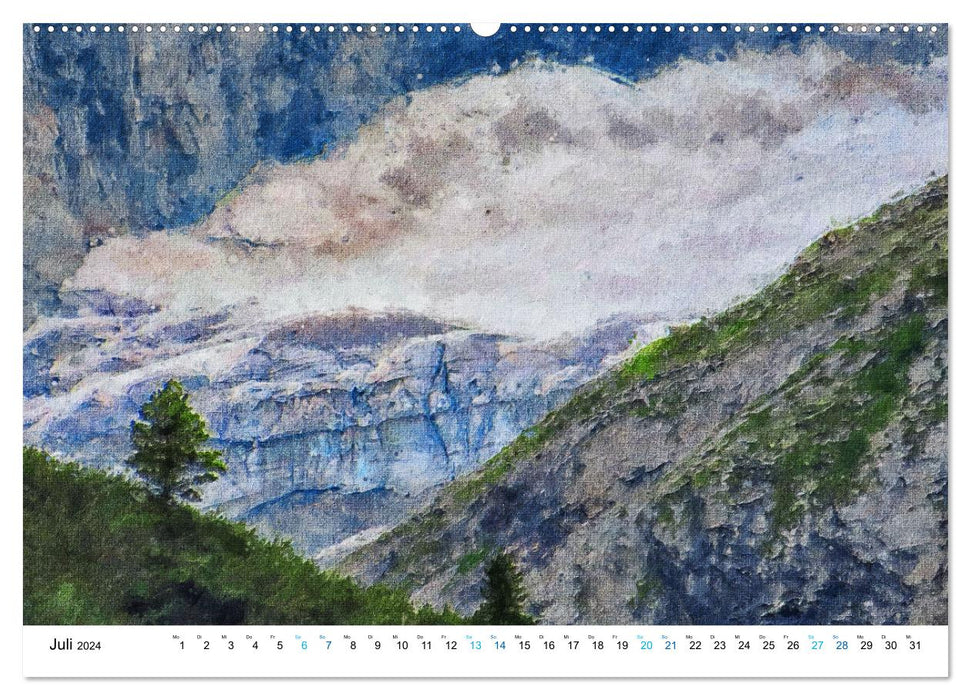 Alpine mountain world Tyrol - Illustrated in the most beautiful colors (CALVENDO Premium Wall Calendar 2024) 