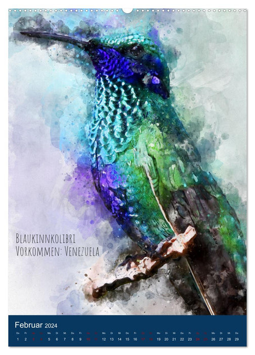 Exotische Vögel - Die Schönsten der Welt in Aquarell (CALVENDO Wandkalender 2024)