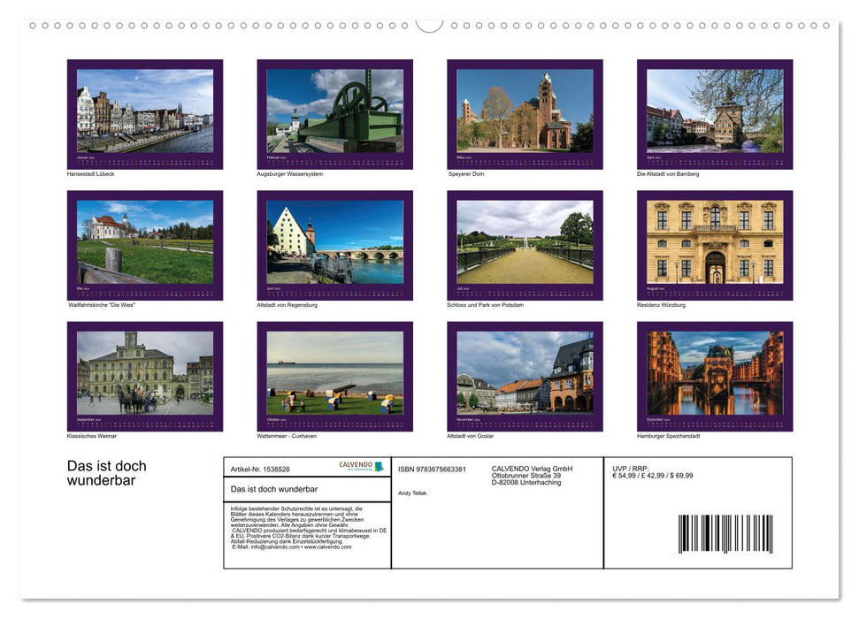 That's wonderful. World Cultural Heritage in Germany (CALVENDO wall calendar 2024) 